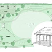 The layout of the new park, now approved, and the design for the locally-made gazebo.