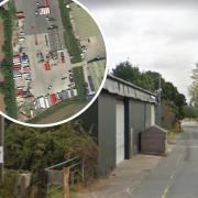 Th entrance to the current site (from Google Street View), part of which is currently used to park commercial vehicles.