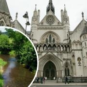 The Royal Courts of Justice, home of the Appeal Court, and inset, the river Dore