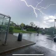 Lighting seen over the colleges in Hereford