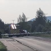 A police cordon was put in place after the crash on Roman Road, Hereford