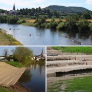 Rowers on the Wye near Ross, and the steps at the rowing club