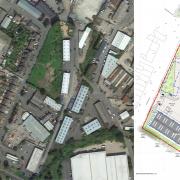aerial view of the site, and the revised layout of the development