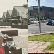 Georgina Lambourne, who appears in the first image, shared these two photos taken at the same spot years apart.