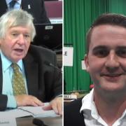 Leader of Herefordshire's Liberal Democrats Coun Terry James and Conservative group chair Coun Dan Hurcomb