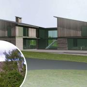 Visualisation of the planned new house, now approved, and the adjacent church