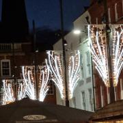 The Christmas lights in Hereford High Town