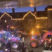 Tractors decorated with Christmas lights for the Ledbury tractor run