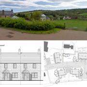 The Longtown field, subject of a renewed development bid, and below, plans of what the proposed scheme would look like