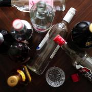 Stock image of alcohol bottles