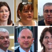 Campaigners Angeline Logan of A Common Bond, Liz Anstey, and Eddy Parkinson of Stolen Childhood (Herefordshire), and bottom row, the council\'s chief executive Paul Walker, leader Coun Jonathan Lester and new head of children\'s services Tina Russell