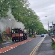 A steam roller was travelling down Grandstand Road in Hereford