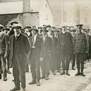 Recruits sign up in St Ethelbert Street, Hereford, in 1914. PHOTO: Derek Foxton Collection