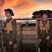 Whitecross pupils, Billy Lambert and Josh Selwyn, dressed as First World War soldiers.