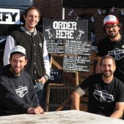 The Beefy Boys holding a pop-up restaurant at the Left Bank, Hereford. back from left: Lee Symonds, Anthony Murphy, front: Christian Williams, Daniel Mayo-Evans..