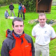 Mr Young (left) with Dr Malcolm Russell during the Surviving Adventure course at Prometheus Medical. 084429-1