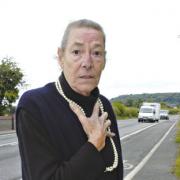 Janet Smart is concerned about safety on the A49 near Leominster. 092821-1. Picture by Michelle Williams.