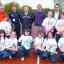 Back row (from left) Madley School headteacher Lee Batstone, Tennis Hereford's head coach Andrew Griffiths, Joe Morris from the LTA, Madley Tennis Club chairman George Snell and Tom Gibbins, head of education for the Tennis Foundation