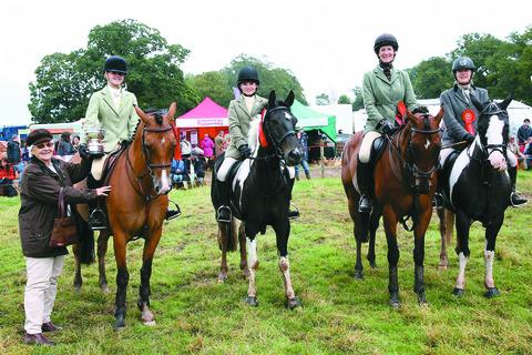 The South Herefordshire Hunt - Phoebe Ewans, Phoebe Nicholson, Ginny Lilwall and Ailsa Main who won the inter-hunt relay. Picture by Event Photo Pro.