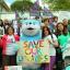 Protesters against council cuts gathered outside the Brockington council chamber this afternoon.
