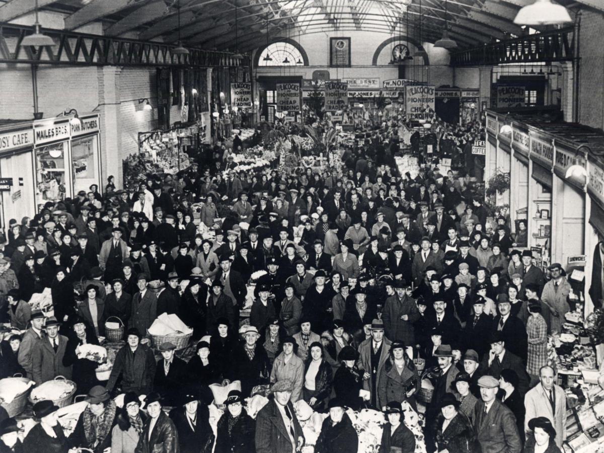 A large crowd gathered in Hereford's Buttermarket.