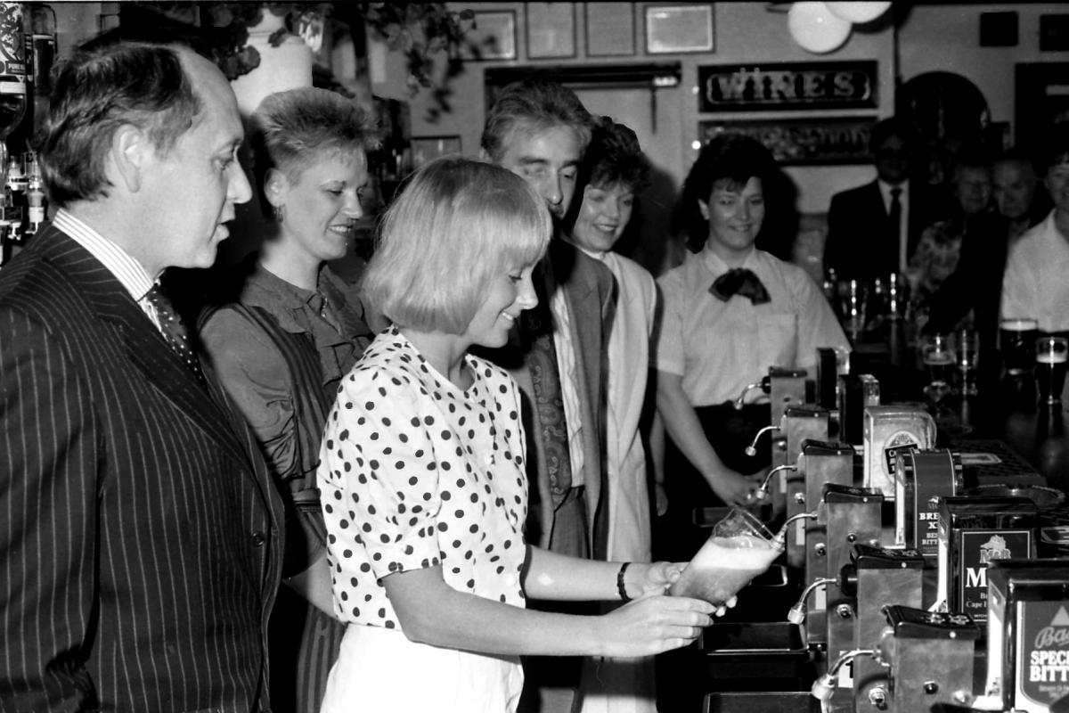 Hereford's Canny Brook pub opened by Sally Dynevor (previously Sally Whittaker) who has played Sally Webster in Coronation Street since 1986. 29th June 1989