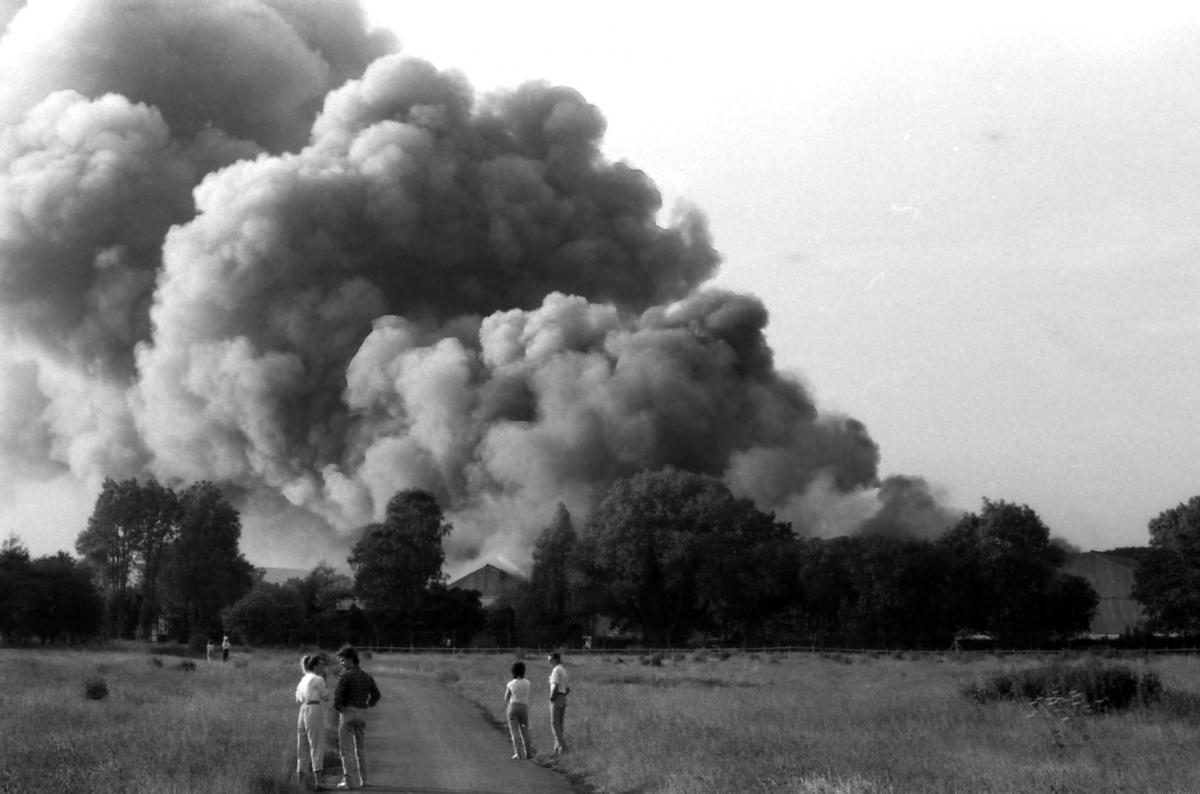 Fire at Moreton-on-Lugg military site, 12th June 1989. 