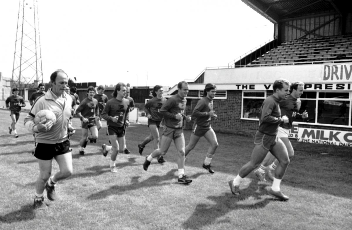 Hereford United players return to pre-season training. July 1985