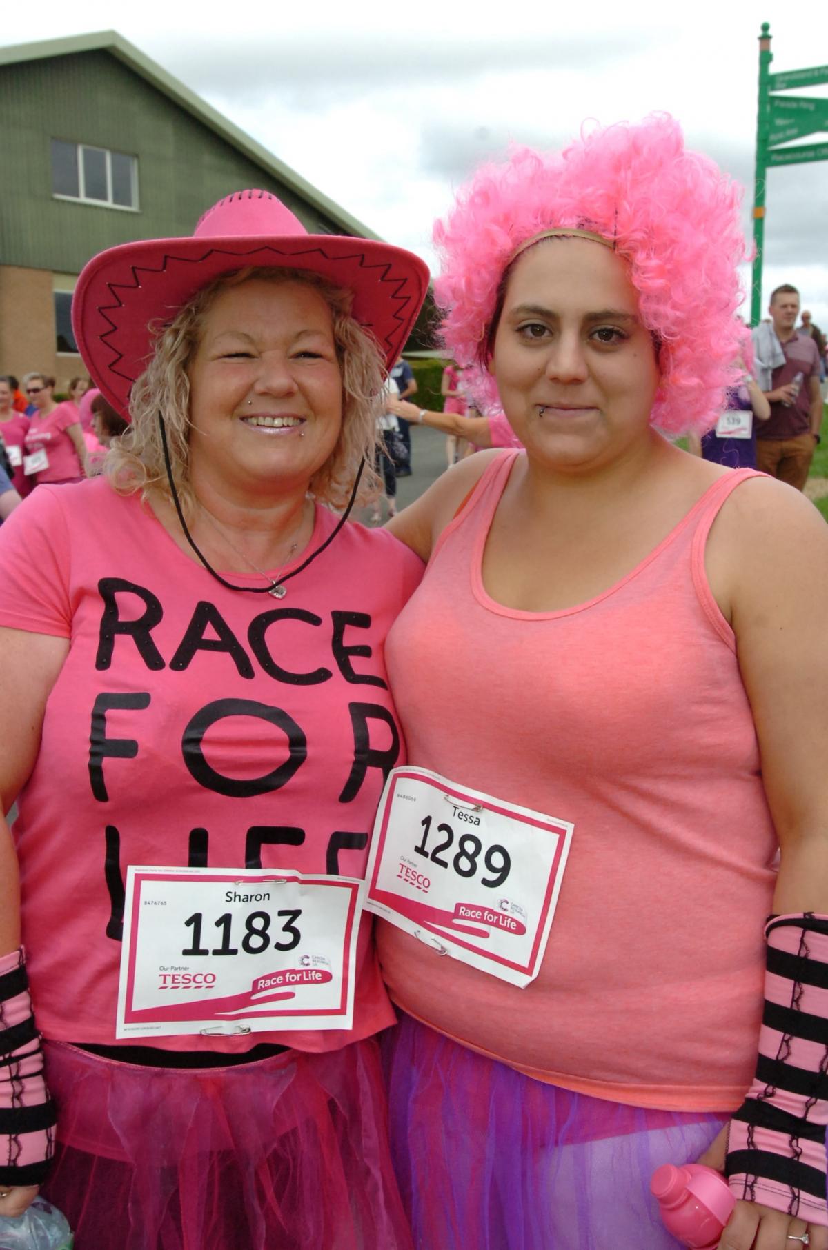 From left, Sharon Newman & Tessa Griffiths before the race. 1428_19007