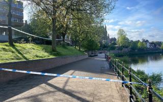 A cordon along the river Severn in Worcester has been put in place after the attempted murder of a 72-year-old woman.