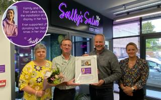 From left: Vee Lewis, Paul Lewis, Phil Brace (chief executive of Little Princess Trust) and Wendy Tarplee-Morris (founder of Little Princess Trust) unveil a plaque in memory of Fran Lewis