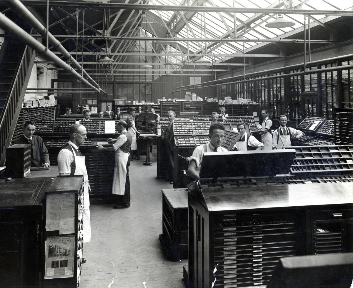 The Hereford Times print room in Maylord Street. (date unknown).