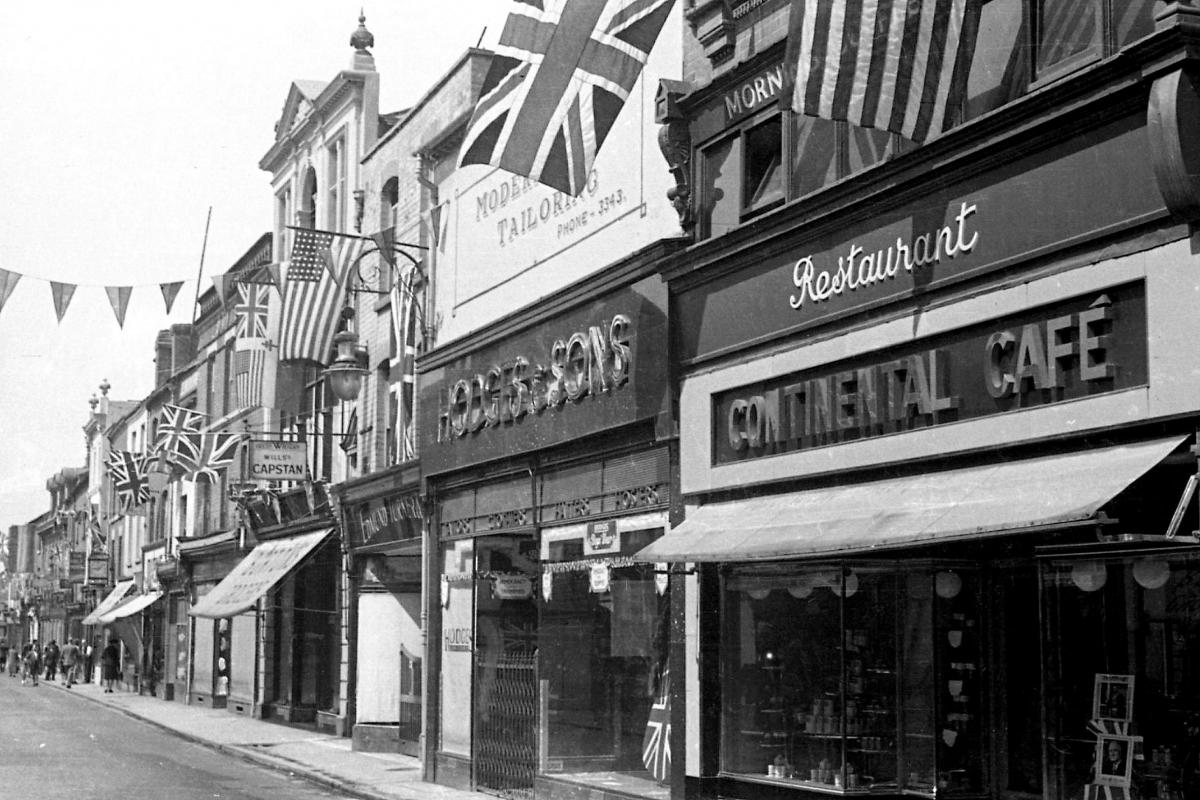 Eign Street in Hereford. 8th May 1945.