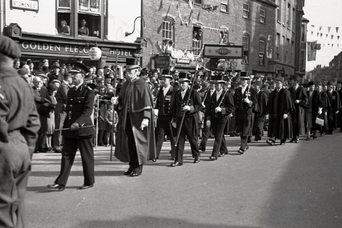 Freedom of Hereford City Parade, September 29th 1945. Mayor & Corporation in St. Peter's Square