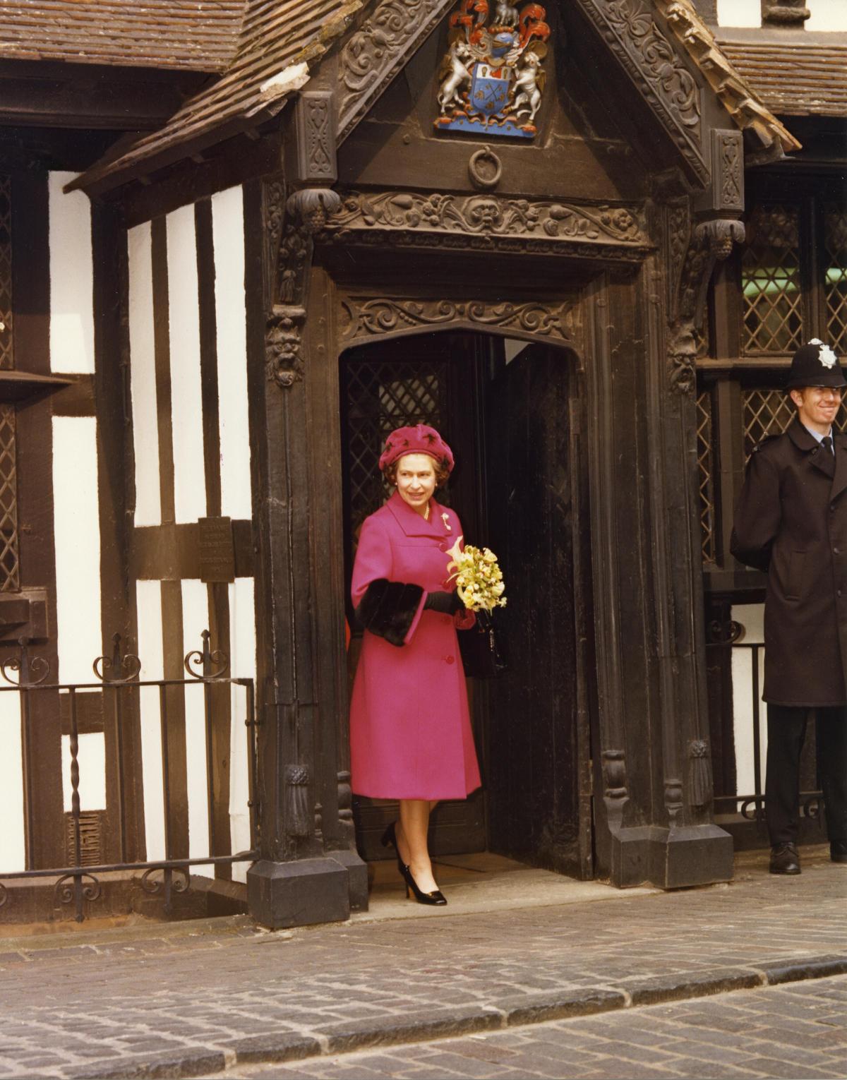 In the entrance to the Old House during her 1976 visit.
Photos: Derek Foxton Collection; and Peter Norman