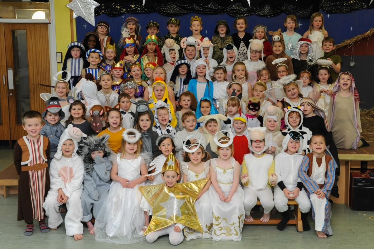 St Mary’s C of E Primary School, Credenhill. Reception class children took part in a traditional nativity and Year 1 and 2 children performed Rock the Baby