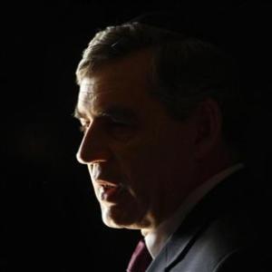 Gordon Brown during ceremony at Yad Vashem Holocaust Memorial