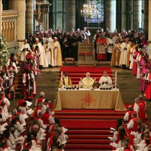 Anglican bishops gathered for Lambeth Conference service at Canterbury Cathedral