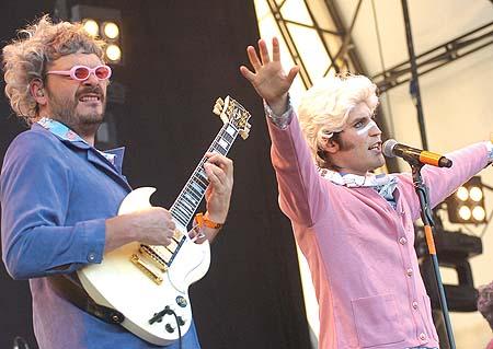 The Mighty Boosh (l-r), Julian Barratt & Noel Fielding playing the Open Air on Saturday evening.