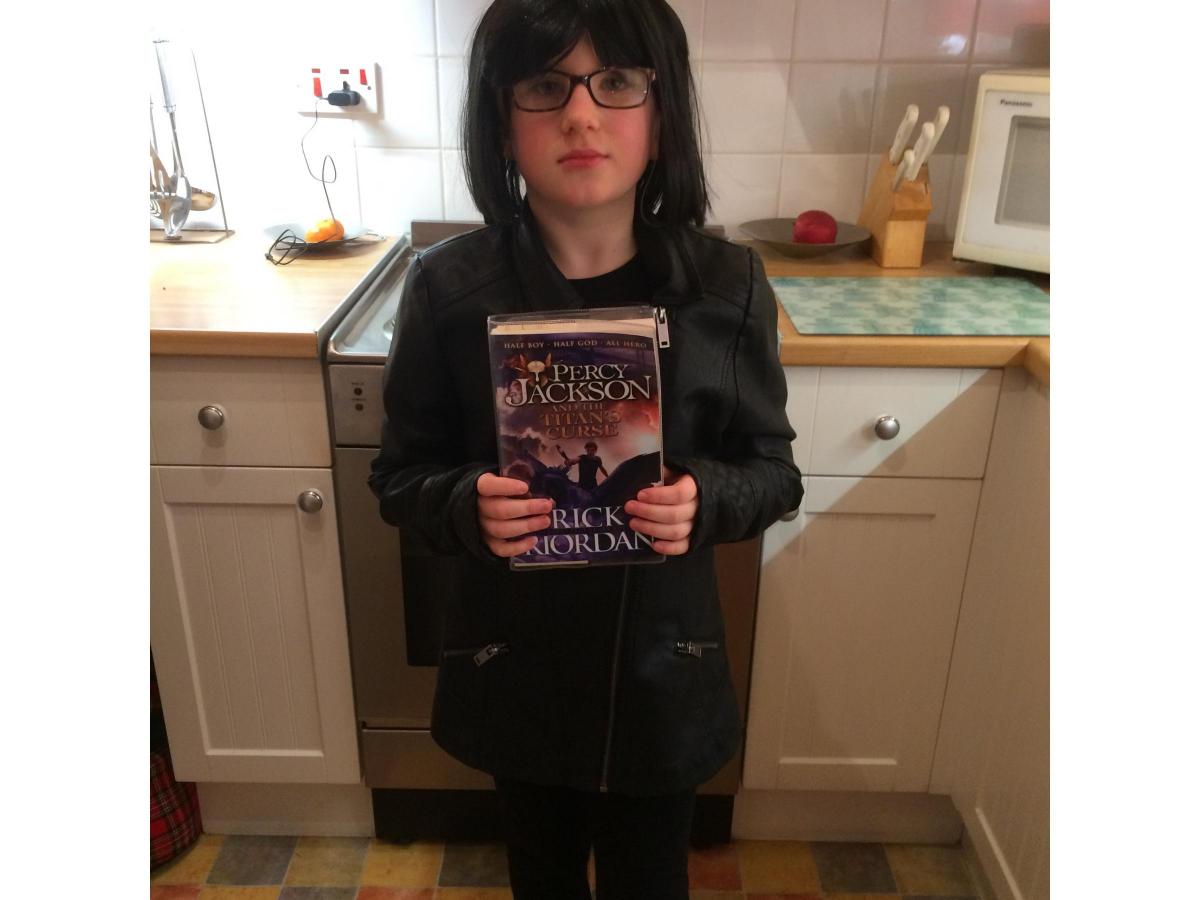 Rebecca Brown, 10, from Brampton Abbotts CofE School in Ross-on-Wye dressed as Thalia Grace from the Percy Jackson series of books