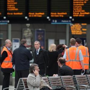 Passengers wait on the platform of Waverley station ahead of the strike