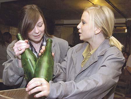 (l-r), Lily Roberts & Hollie Louise Sparrow at work in the factory.