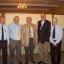 Wye Valley's retiring president Dick Makin, secretary Paul Olver, president Brian Hardy-Bishop, Rotary district governor Stewart Gilbert, and Bob Izon, the club's retiring secretary.