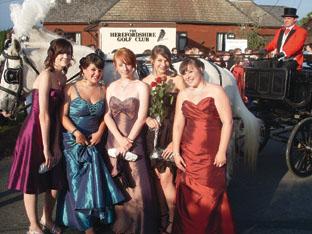 Claire Slater, Rachel Davies, Lucy Warman, Lizzie Elliot and Hollie Moore travelled on a horse-drawn carriage.