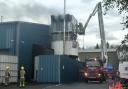 Part of the factory was on fire, with crews tackling the blaze