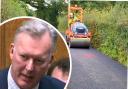 A Herefordshire road being mended and inset, Sir Bill Wiggin