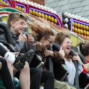 Fairgoers enjoying one of the rides in Hereford