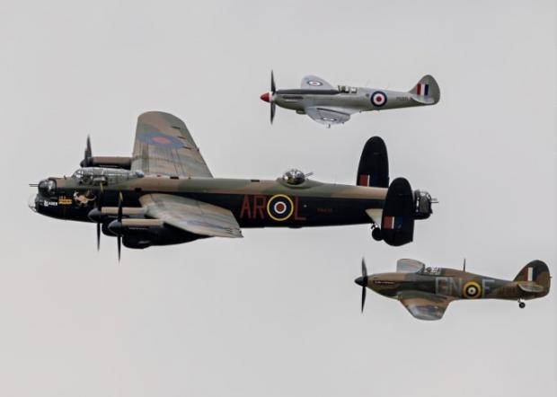 A Lancaster Bomber, Supermaine Spitfire and Hawker Hurricane which were all at the air show in Swansea. File picture 
