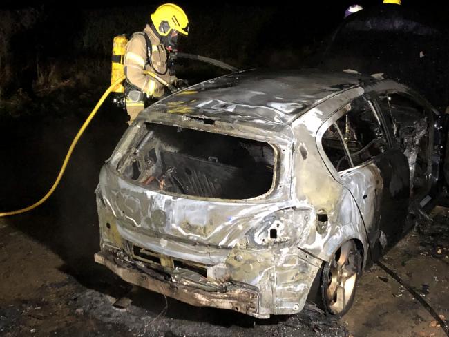 The car was well alight on arrival. Photo: HWFire Leominster