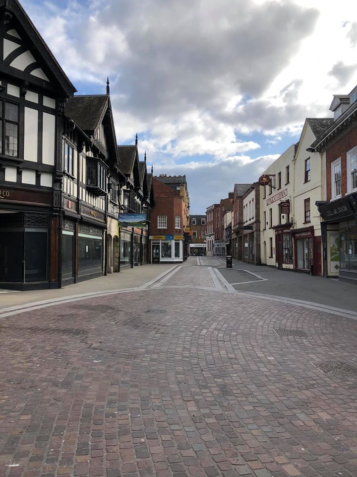 Hereford City Centre was unusually silent as the coronavirus lockdown forced closures. Picture: Ian Long